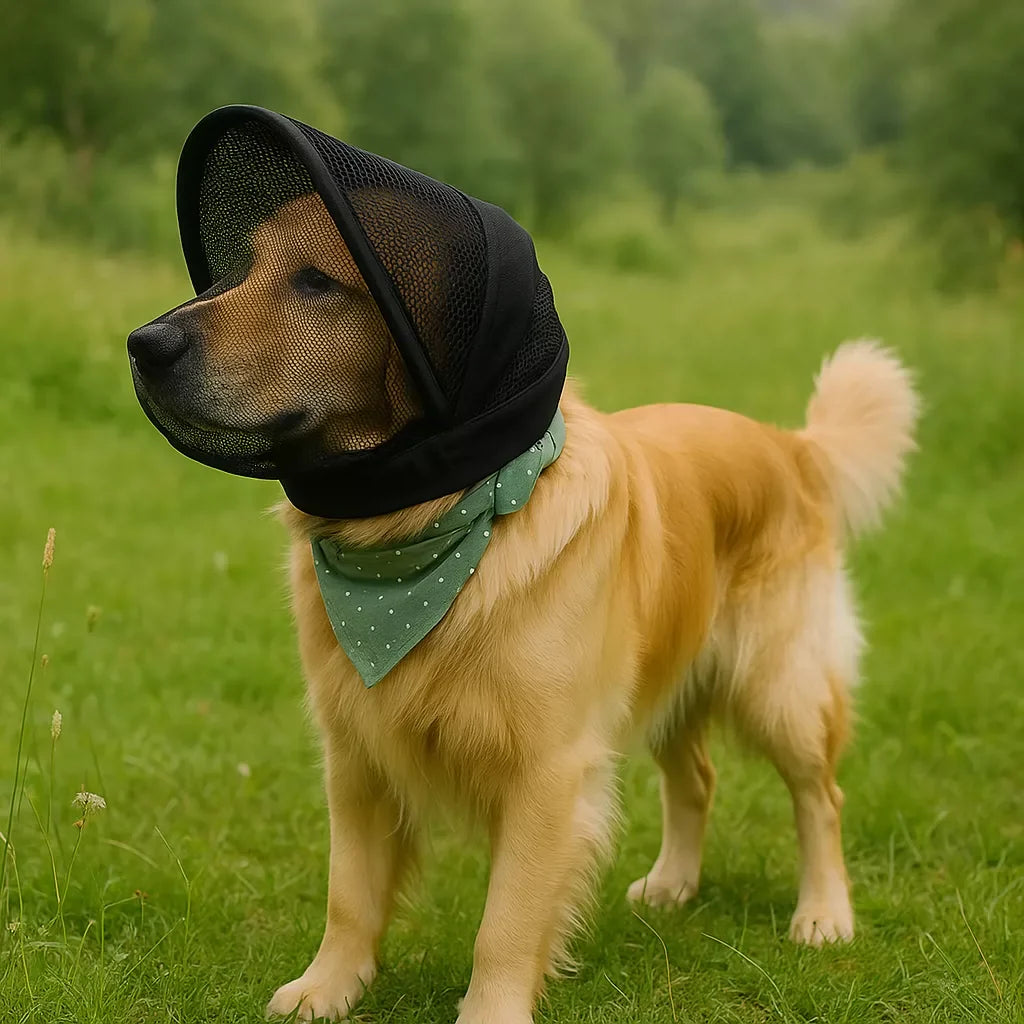 🐶 Breathable Adjustable Dog Muzzle Head Cover - Anti Biting, Anti Scavenging & Mosquito Proof for Small Medium Dogs | ☀️ Summer Outdoor