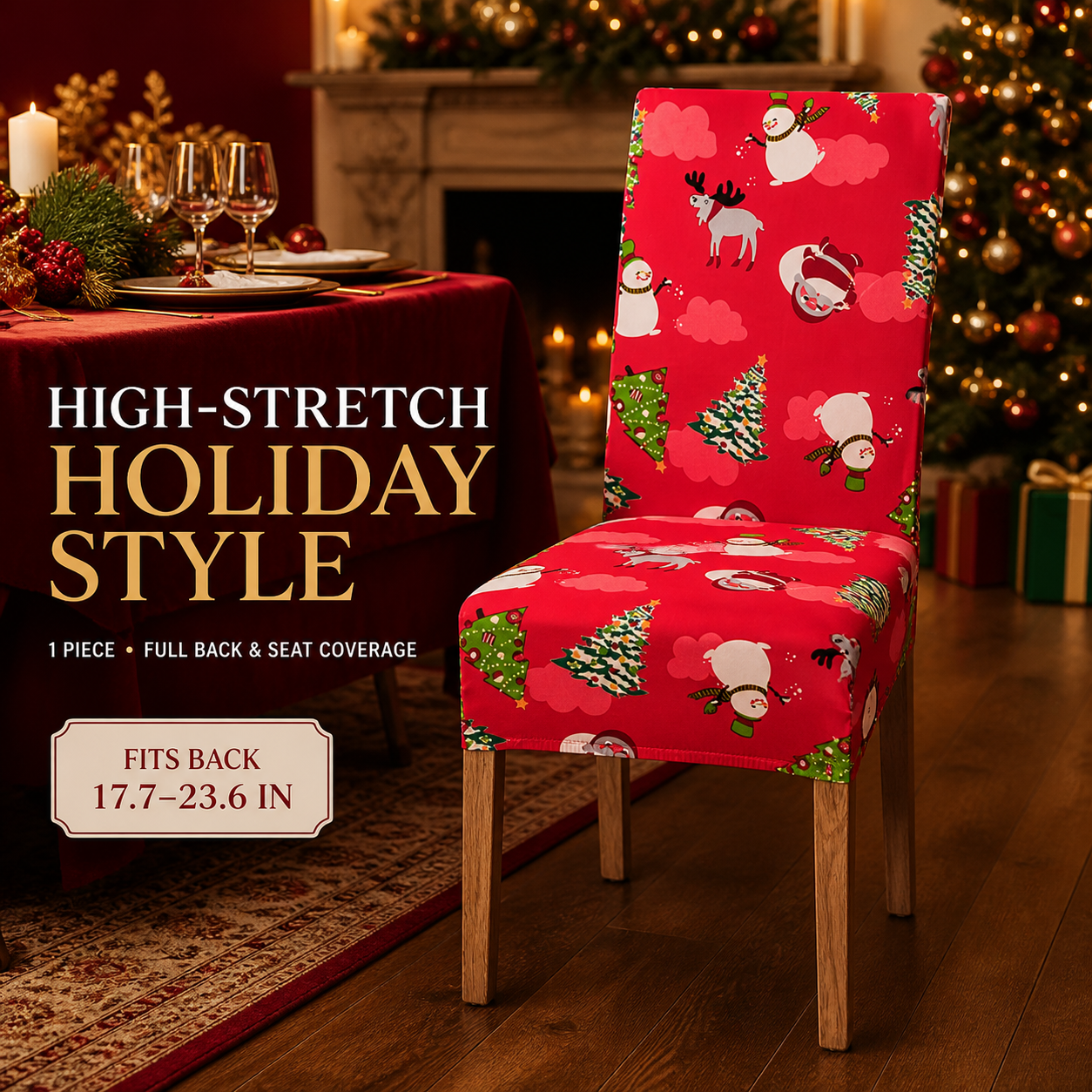 🎄Transform Your Dining Room in Seconds!🪑Christmas High-Stretch Dining Chair Cover