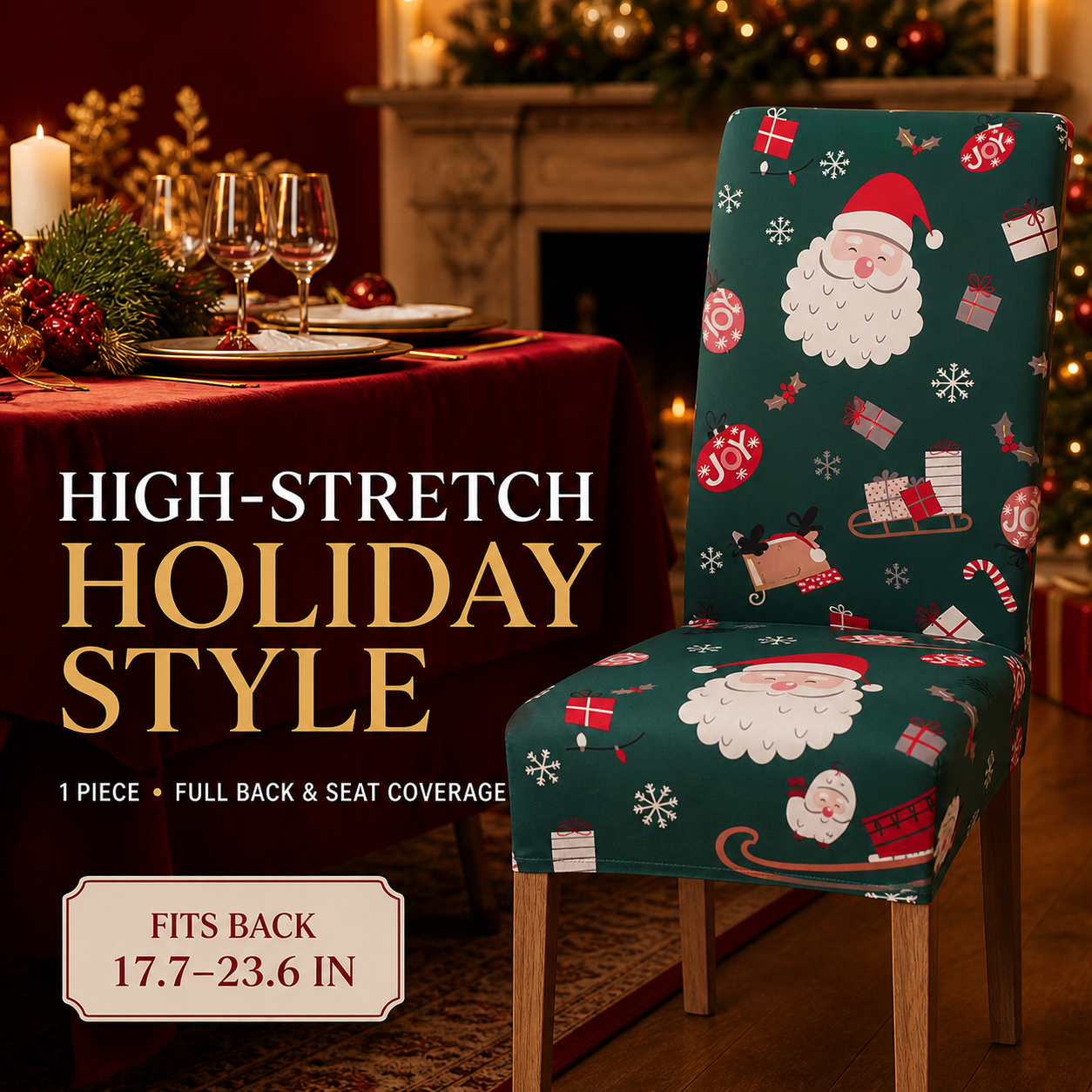 🎄Transform Your Dining Room in Seconds!🪑Christmas High-Stretch Dining Chair Cover