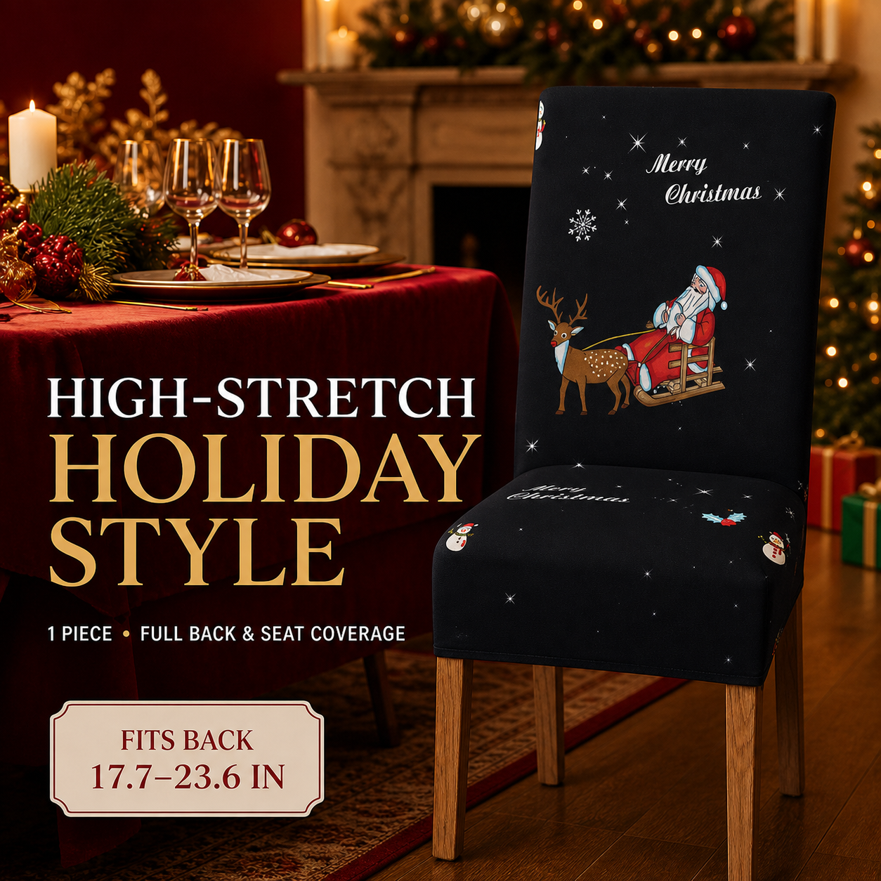 🎄Transform Your Dining Room in Seconds!🪑Christmas High-Stretch Dining Chair Cover