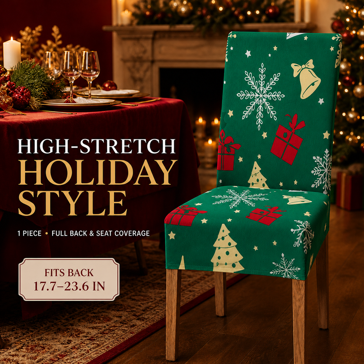 🎄Transform Your Dining Room in Seconds!🪑Christmas High-Stretch Dining Chair Cover