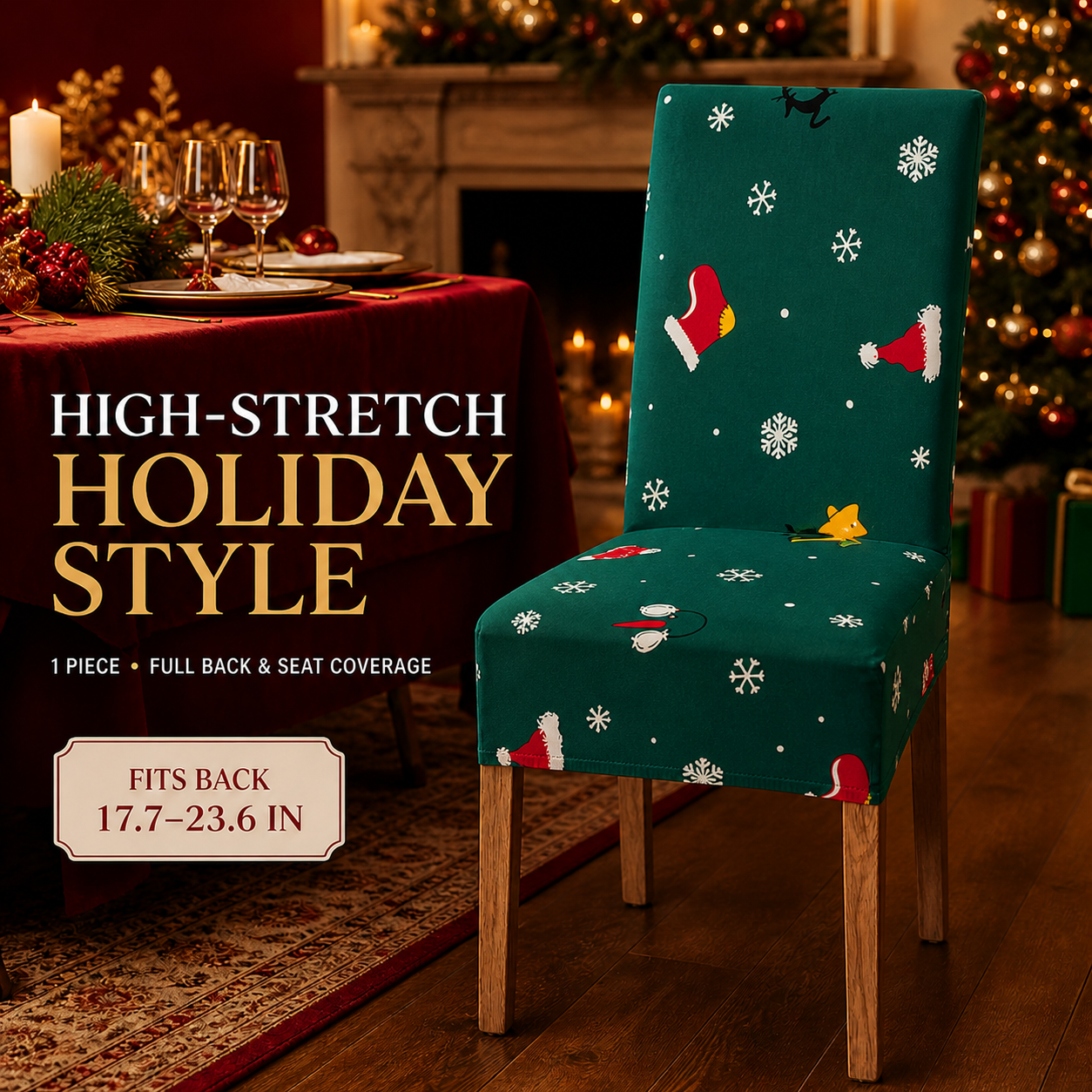 🎄Transform Your Dining Room in Seconds!🪑Christmas High-Stretch Dining Chair Cover