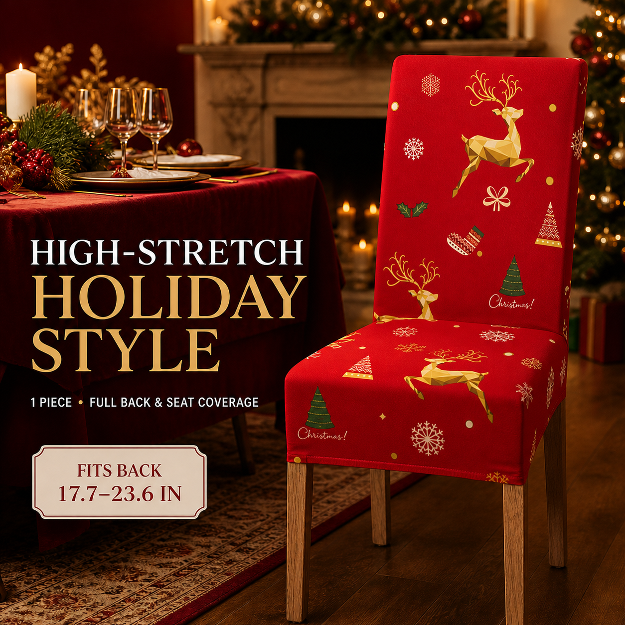 🎄Transform Your Dining Room in Seconds!🪑Christmas High-Stretch Dining Chair Cover