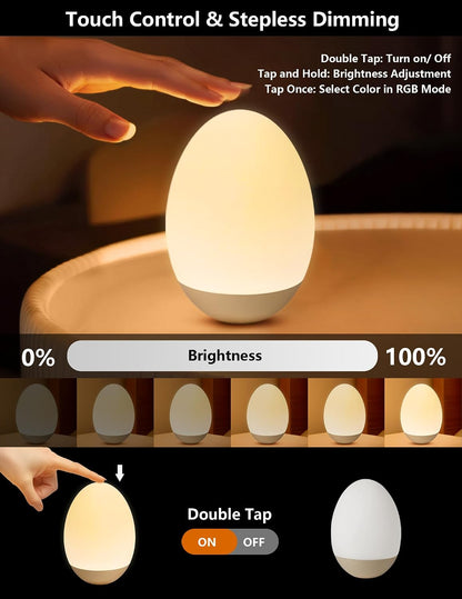 Egg Night Light for Kids, RGB Touch Lamp