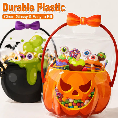 12/24/36/48/60 Pcs Halloween Plastic Goodie Bags,Trick or Treat Candy Bags