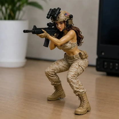 ❤️The Beauty of Tactics Handcrafted✨Female Military Figurine, Detailed Desktop Collectible Statue & Premium Display Decor