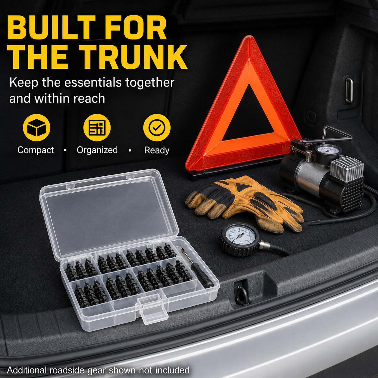 🔩60-Piece Emergency Tubeless Tire Puncture Seal Kit with 2 Sizes