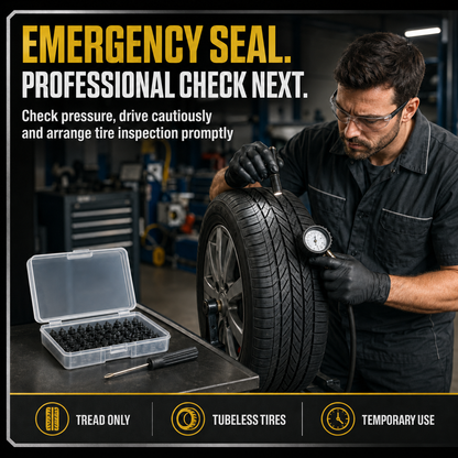 🔩60-Piece Emergency Tubeless Tire Puncture Seal Kit with 2 Sizes