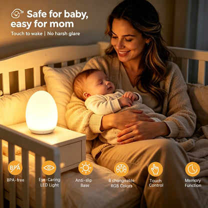 Egg Night Light for Kids, RGB Touch Lamp